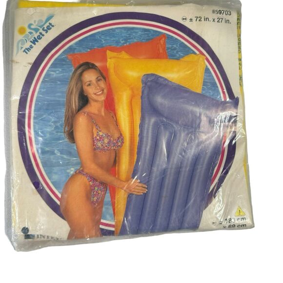 Vintage Intex The Wet Set 1997 Mat Pool Float 72" x 27" NEW OLD STOCK- Yellow - Picture 2 of 8